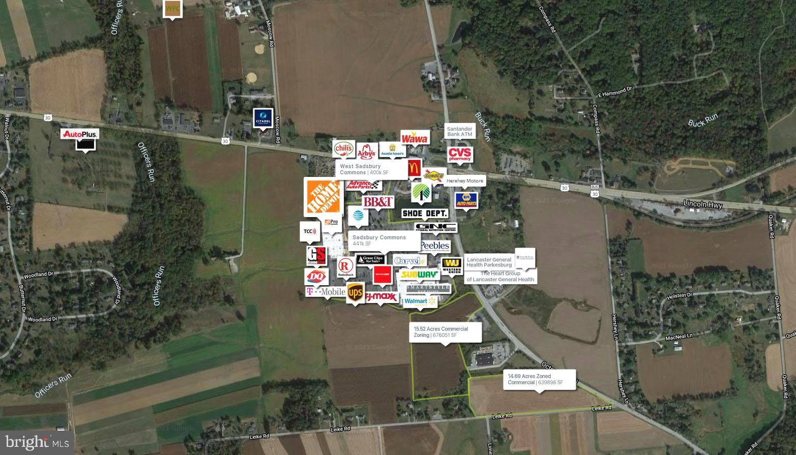 14.69  Commercially Zoned Land for Sale just off PA10S in Parkesburg. Attractively priced with combined AADT of over 50,000 cars per day! Bring your plans, your vision, your developer. C2 Zoning. Public Sewer and Water are available to this location.  See Sadsbury Township zoning office for approved uses.